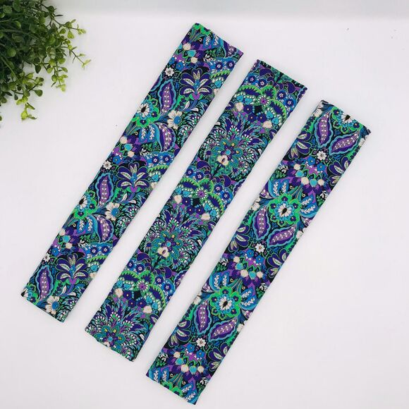 Set of 3 Refrigerator Door Handle Covers, Purple Green Paisley Kitchen 14x5 Inch - Picture 1 of 5